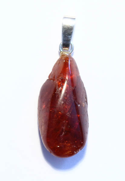 Hessonit-Anhänger, Granat, Trommelstein