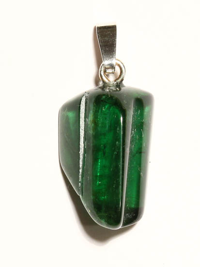 grüner Turmalin-Anhänger, Verdelith, Trommelstein